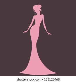 girl in a long dress silhouette