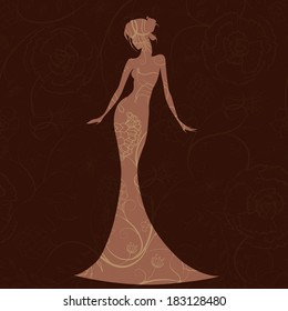 girl in a long dress silhouette. vector illustration 2