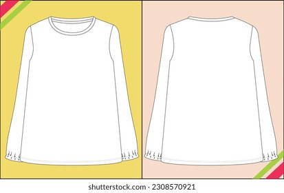 GIRL LONG FULL SLEEVE TECHNICAL FASHION FLAT SKETCH