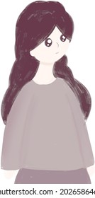 A girl with long hair