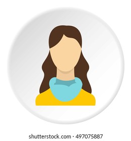 Girl with long hair avatar icon. Flat illustration of girl with long hair avatar vector icon for web