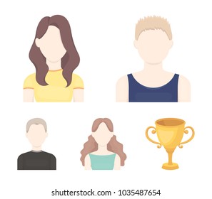 Girl with long hair, blond, curly, gray-haired man.Avatar set collection icons in cartoon style vector symbol stock illustration web.