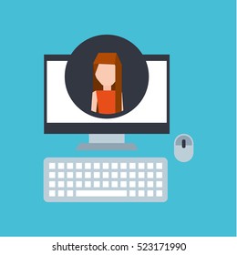 girl long hair community social network vector illustration eps 10