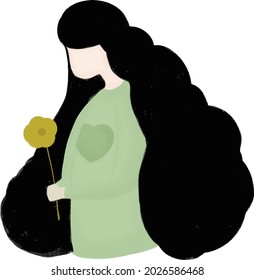 A girl with long hair and flowers