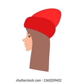 girl with long hair and a hat on her head