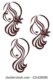 A girl with long hair and a lily, logo hair