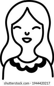 Girl with long straight hair, illustration, vector on a white background