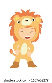 A girl look cute wearing lion costume