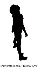 A Girl Looking Up Body Silhouette Vector