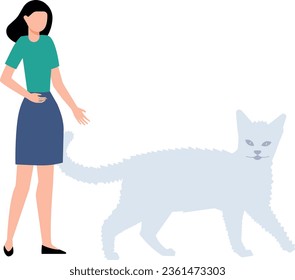 The girl is looking at the fox.
