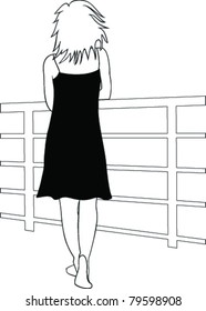 The girl looking into the distance.