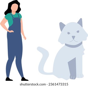 La chica está mirando al gatito.