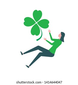 girl looking for lucky icon vector