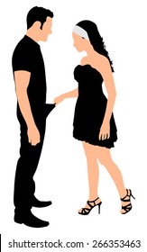 Girl looking in mens pants, vector