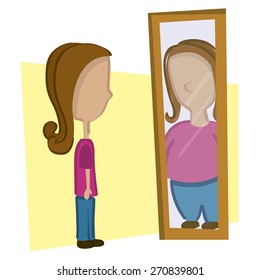 Girl looking at the mirror