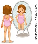 Girl looking at mirror illustration