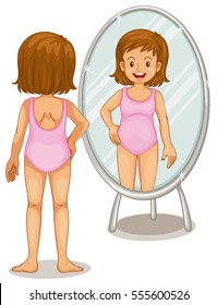 Girl looking at mirror illustration