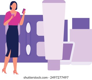 The girl is looking at the mobile phone.