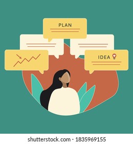 Girl looking on statistical plan