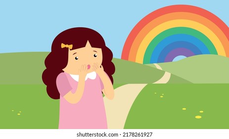 chica mirando el arco iris