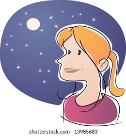 Girl looking at the sky