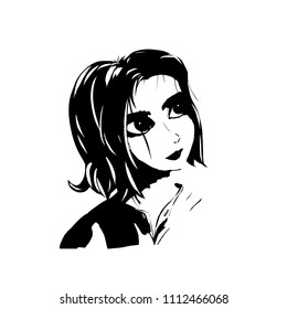 girl looks up