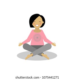 A girl in a lotus pose. International yoga day. 