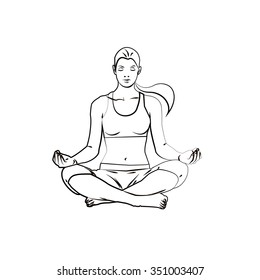 Girl in the lotus position  , yoga pose
