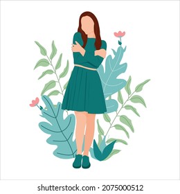 girl love herself hug vector