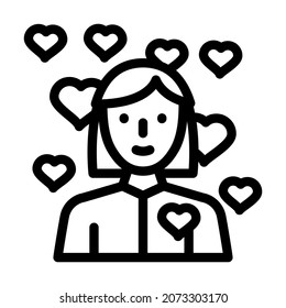 girl in love line icon vector. girl in love sign. isolated contour symbol black illustration