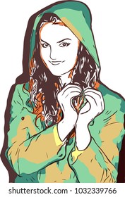 Girl in love vector illustration. Woman in love. Missing you. Heart