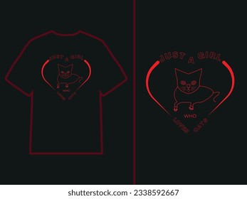 Girl loves cats T-shirt design