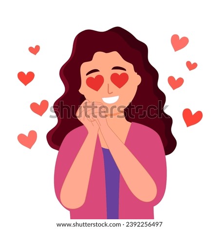 Girl with loving eyes. Fall in love facial expression. Valentine's Day concept.