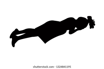 girl lying down and crying, silhouette vector