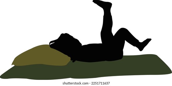 a girl lying down, silhouette vector