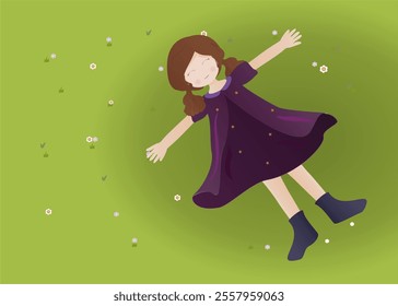 girl lying in the meadow
