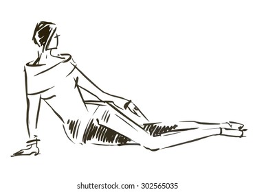 Girl lying on its side