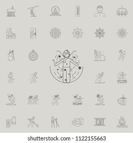 the girl is lying on the snow icon. Detailed set of Winter icons. Premium quality graphic design sign. One of the collection icons for websites, web design, mobile app on colored background