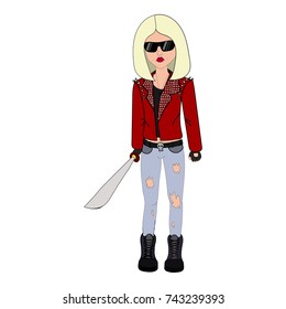 girl with machete vector