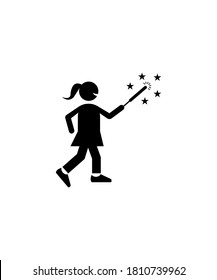 girl with magic wand icon,vector best flat icon.