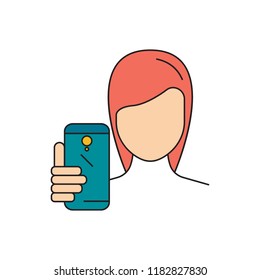 Girl make selfie. Cartoon Girl make selfie vector illustration for web design isolated on white background