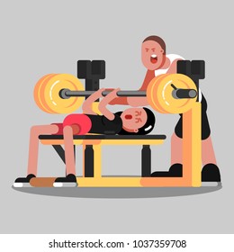 Girl makes the bench press