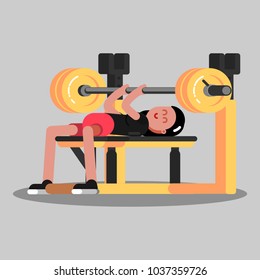 Girl makes the bench press