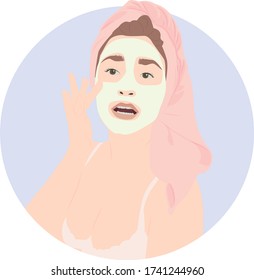 
Girl makes a face mask. Cosmetic procedures. Skin care. Cosmetic procedures. Cosmetic mask for skin care. Collagen cosmetics. Beauty saloon.