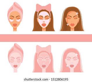 girl makes a mask and patches on her eyes