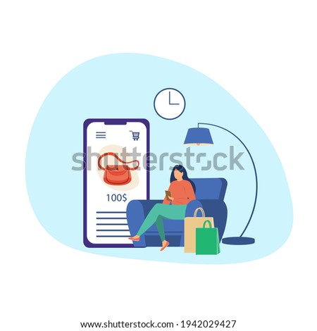 girl makes online purchases using a mobile application