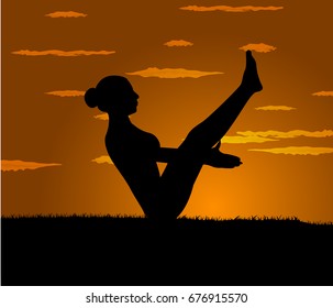 girl makes yoga exercise