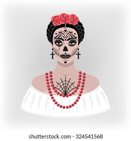 girl with makeup for Day of the Dead - vector illustration. eps 8