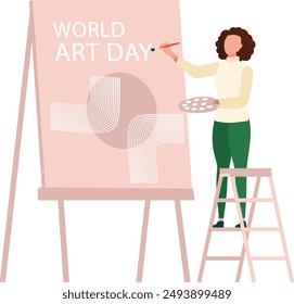 Girl making a drawing for World Art Day.