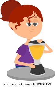 Girl making a drink, illustration, vector on white background